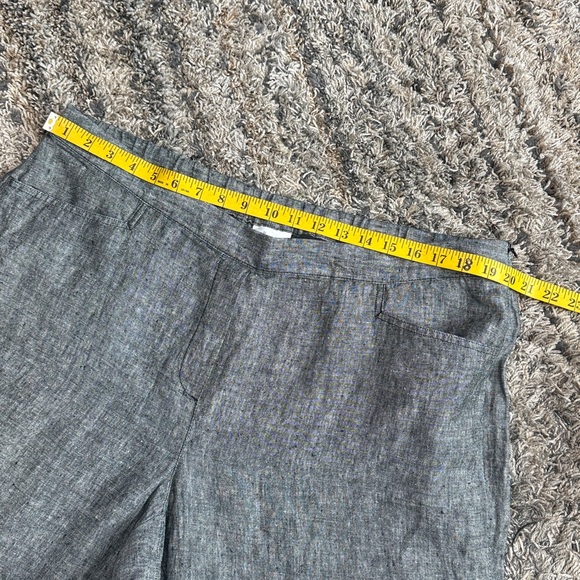 J. Jill Love Linen wide leg crop side zip black gray linen pants sz 2X - Picture 8 of 12